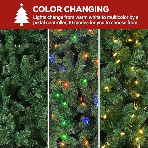 Hykolity 7.5ft Prelit Artificial Christmas Tree with Multicolor LEDs
