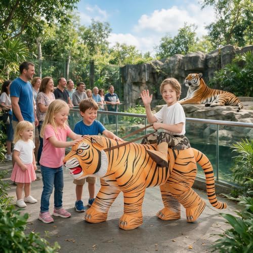 One Casa Inflatable Tiger Costume for Kids,Blow Up Ride Animal Suit