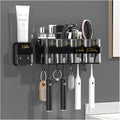 Toothbrush Rack Toothbrush Rack Free Punch with Mouthwash Cup Brushing Cup Wall-Mounted Bathroom Multi-Functional Storage Box Bathroom Toothbrush Holder(C,Medium)