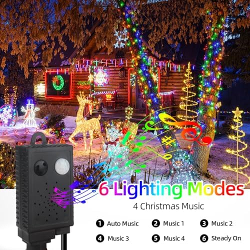 MZD8391 105FT 300LED Christmas Light, Christmas Tree Lights with Music