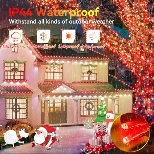 Hezbjiti 1000 LED 403 FT Christmas Lights Outdoor String Lights 8 Modes with Timer Memory Waterproof Fairy Lights Plug in for Classroom Bedroom Patio Wedding Party Holiday Xmas Decorations(Red)