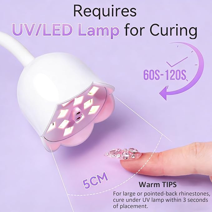 Makartt Rhinestone Glue for Nail: Super Strong UV Gel 12-Pack 30ml | 30-Day Hold, UV/LED Cured, Large Charms, Flatback Rhinestones, Small Beads and Pearls, 3D Sculpting, DIY and Salon Use