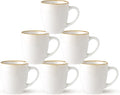 GBhome Ceramic Coffee Mugs Set of 6, 12oz Stoneware Coffee Mugs Set For Dad Mom Women MEN, Light Weight Ceramic Coffee Cups for Latte/Tea/Beer/Hot Cocoa, Dishwasher & Microwave Safe-Pearl White
