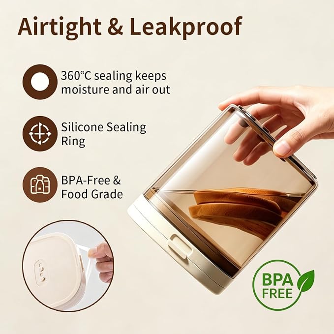 Airtight Food Storage Container with Magnetic Scoop & Built-in Leveler, 800ML Coffee Canister with Date Tracker, BPA Free UV Blocking Food Container for Coffee Beans, Ground Coffee, Tea, Sugar & Flour