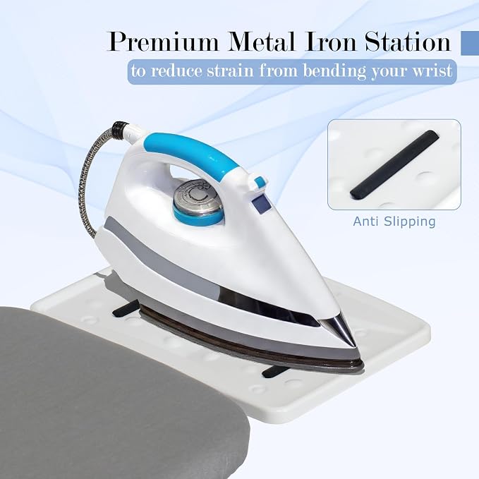 Ironing Board 48" x 13" with Iron Rest, 7-Level Height Adjustable, Heavy Duty Steel Legs, Foldable Space Saving Laundry Iron Table with Heat Resistant Removable Cover, Grey