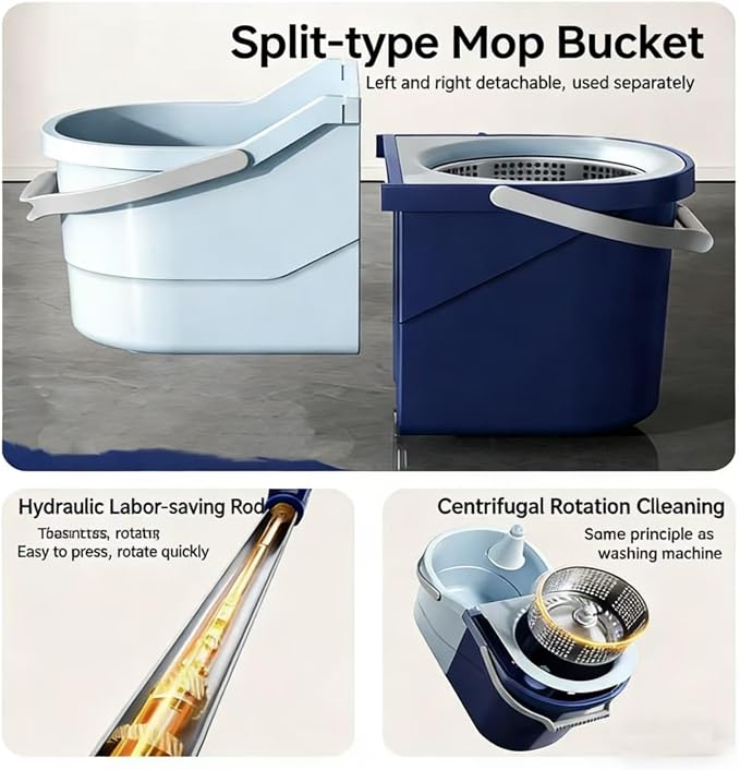 Spin Mop & Bucket System with 4 Washable Microfiber Mop Pads | 4 Washable Microfiber Mop Heads, Durable Replacement Pads for Hardwood, Tile & Multi-Surface Floor Cleaning