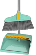Upgrade Broom and Dustpan Set for Home, Standing Dustpan and Broom for Kitchen Office Lobby Floor