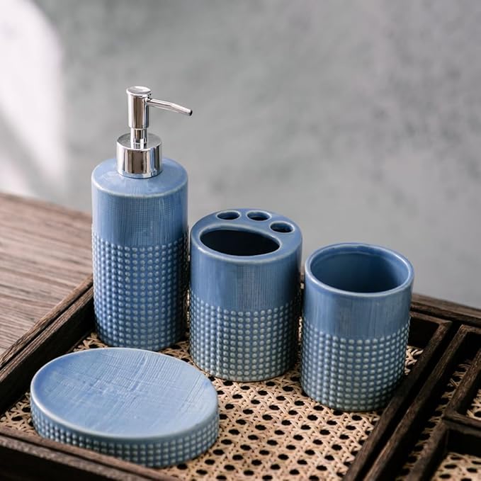 Ceramic Bathroom Group Four-Piece Lotion Bottle Press Hand Sanitizer Toothbrush Cup Toiletries