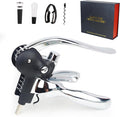 Wine Opener, Rabbit Corkscrew with Luxury Gift Box, Premium 5-Piece Set, Includes Wine Stopper, Foil Cutter, Wine Pourer, Quick and Easy Cork Extraction for Wine Lovers (Futura Silver)