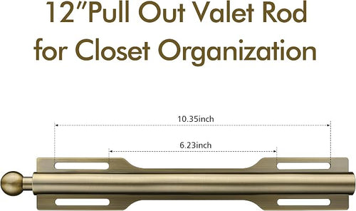 12" Valet Rod for Closet Pull Out (1 Pack, Antique Brass)