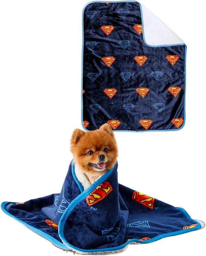 Superman DC Comics Waterproof Dog Bed Cover, Large 30x40 Pet Blanket for Furniture Bed Couch Sofa, (Officially Licensed) by Franco