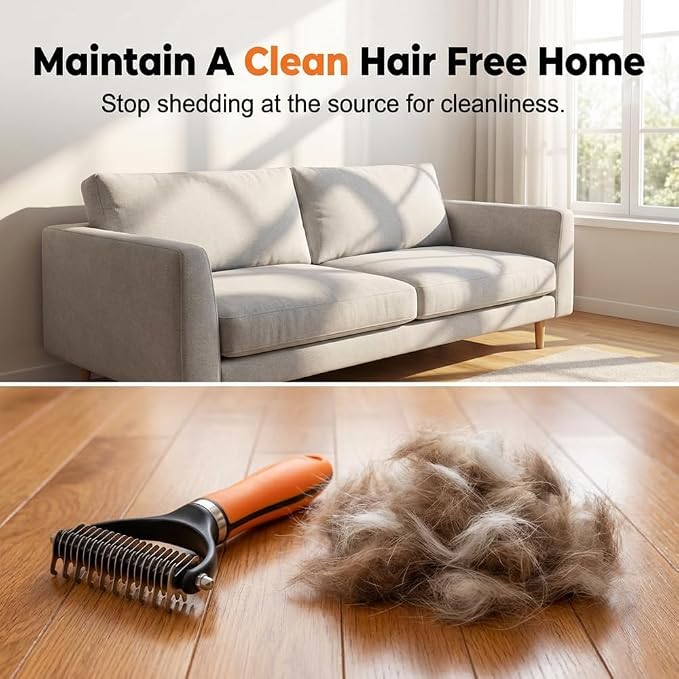 2026 Upgraded Double-Sided Pet Grooming Tool, Dog Deshedding Comb for Dogs Cats, Pet Grooming Brush for Long Thick Curly Hair, Home Deshedding Tool for Mats Tangles Knots and Loose Fur (2 Sets)