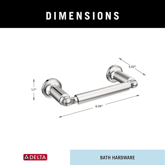 Delta Saylor (1-Pack) Toilet Paper Holder Polished Chrome Tissue Roll Holder for Bathroom Organization and Storage Pivoting Toilet Tissue Holder Wall Bathroom Accessories 73550
