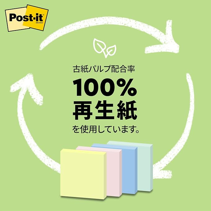 x 20 pad 6542-K 100 pack of 75 x 75mm mixed color 20 Sumitomo (3M) Post-it (R) recycled paper cost savings power pack Notes (japan import)