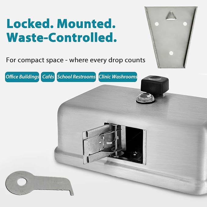 Commercial Stainless Steel Soap Dispenser Wall Mount Horizontal Liquid | 38.8oz Large Capacity, Anti-Leak, Antirust SUS304 Brushed for Bathroom & High-Traffic Areas
