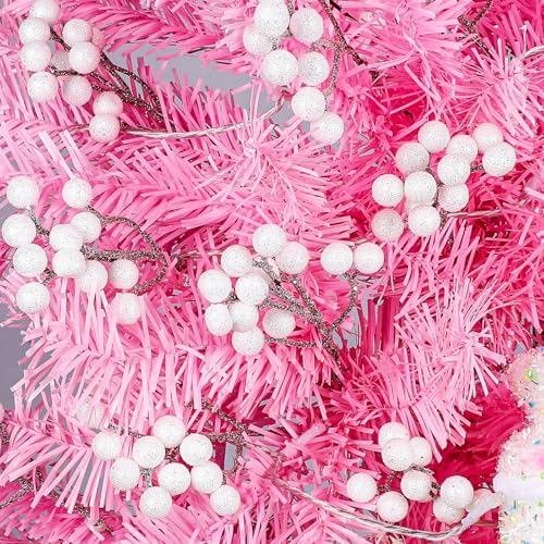 Fangoo 20 Pack 7 Inch Artificial White Berry Picks for Christmas Tree Decor
