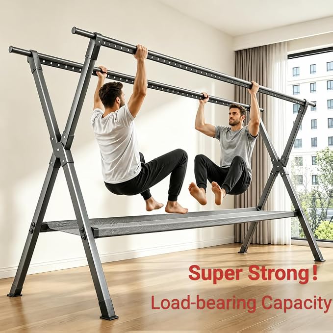 Telescopic Folding Floor Clothes Drying Rack, Thickened Steel Pipe, Household Balcony & Outdoor Clothes Hanging Rod with Drying Net (Large)