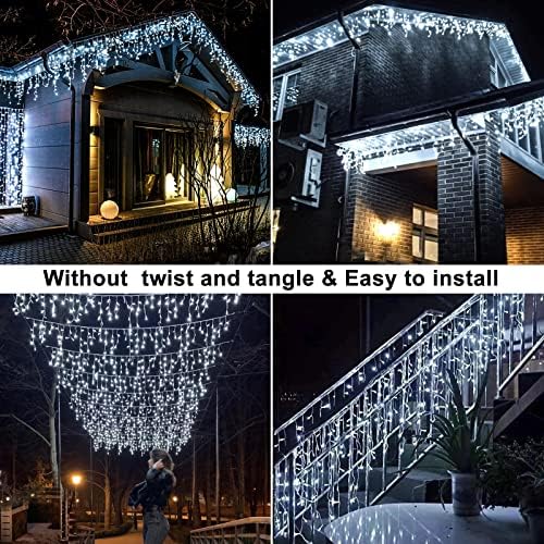 99FT Icicle Lights for Outside 1216 LED White Christmas Lights Outdoor