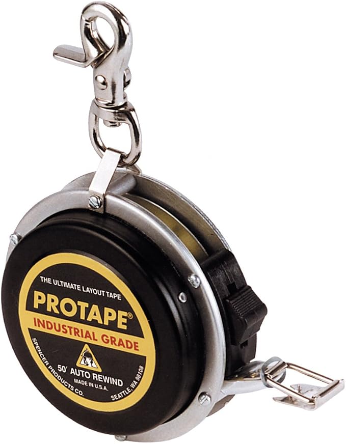 ProTape 3/8" x 50' Auto-Rewind Tape Measure w/ Nylon Coated Blade 45322 (950DCB) 10ths & Diameter by US Tape