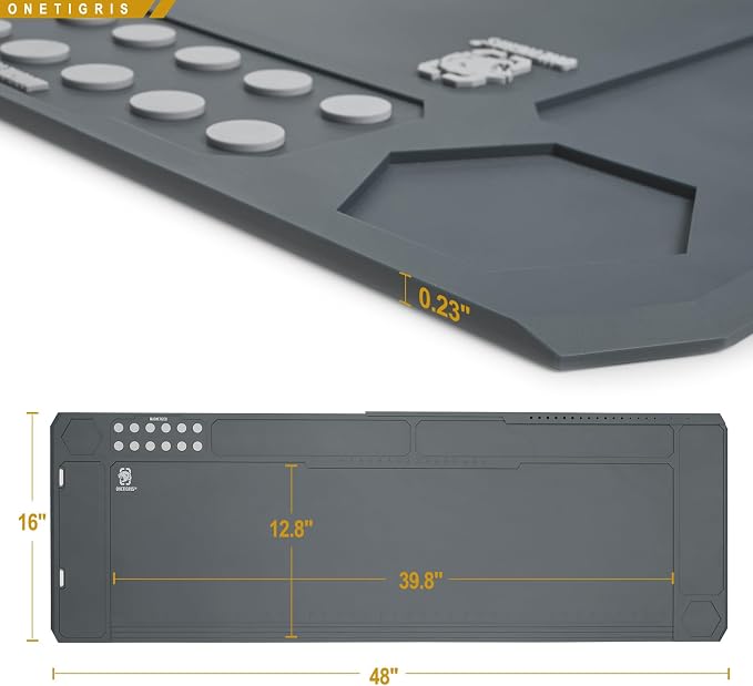 OneTigris Gun Clean Mat Magnectic for Table, Extra Large 48"x16" Anti-Slip Rubberized Repair Mat for Gun Parts, Protects Work Surface from Solvents and Oils