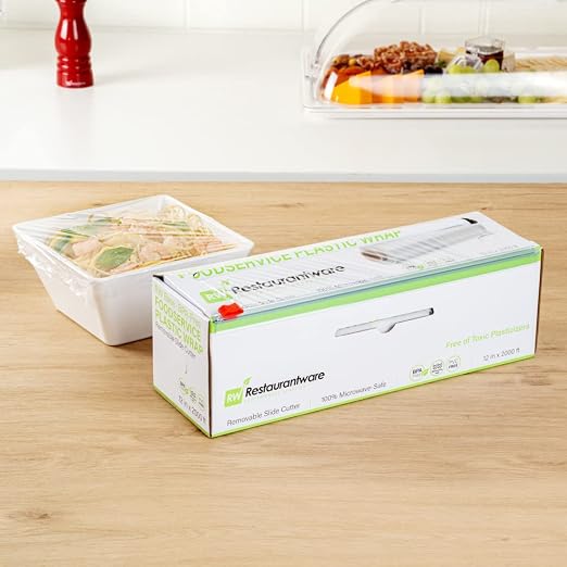 Restaurantware Cling Wrap 2 Roll Of 12" x 2000' Plastic Food Wrap With Slide Cutter, Clear, Micorwavable, Freezer-safe, For Food Prep, Commercial and Home Kitchens