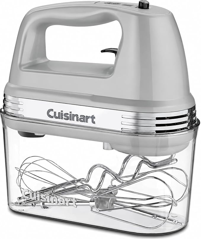 Cuisinart Power Advantage Plus 9-Speed Hand Mixer, 220W-Motor Hand Blender Electric Mixer with 9 Speed Settings, XL Dishwasher-Safe Beaters, 3 Low Mixing Speeds, Storage Case, Cool Grey