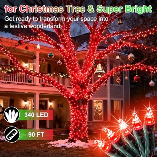 WUXYIYANG 340 LED 90FT Red Valentine Lights, 12 Pro Modes and Timer Memory