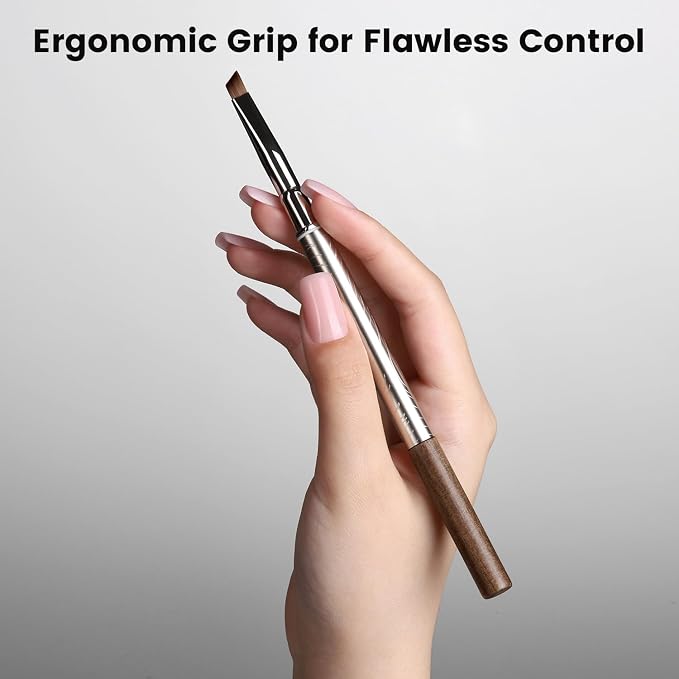 YOKEFELLOW EliteAlly Nail Art Brushes,Oblique Head French Tip Brush for Gel nail polish and Painting French Manicure Design Professional Nail Art Tool(EA08-ANGLED)
