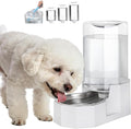 Sfozstra Dog Water Bowl Dispenser: 7L White Gravity Stainless Steel Bowl | Stable Non-Slip Base/Easy Refill/Indoor & Outdoor Use/Food-Grade Materials/Indoor & Outdoor Use