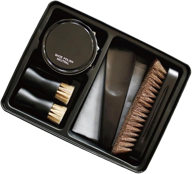 Black Shoe Polish Care Kit for Shoes and Boots and Polishing Brush Lightweight and Portable for Men and Women