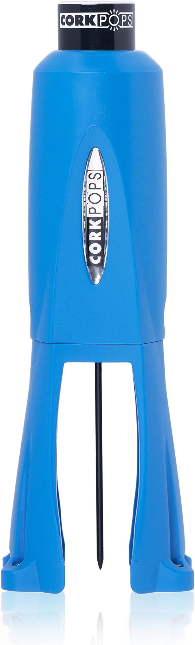 Cork Pops Legacy Wine Opener Built-in 4-Blade Foil Cutter Safe Cork Removal, Effortless Push Button Use, Needle Guard for Safety, Low-Pressure Cartridge Opens Up To 60 (Blue, With 3 Cartridges)