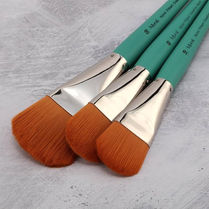 Creative Mark Art Supplies Large Mural Synthetic Golden Taklon Paint Brush - Filbert #30, 40, 50 - Artist Supplies for Acrylics, Watercolors, and Oils - Durable, Resilient, Seamless Ferrules