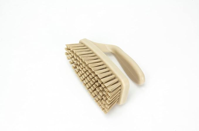 SPARTA Scrub Brush with Iron Shaped Handle and Stiff Bristles, Heavy Duty Scrubber Brush for Kitchen, Bathroom, Shower, Tile, Sink, Carpet and Bakepans, Polypropylene, 6 Inches, Tan