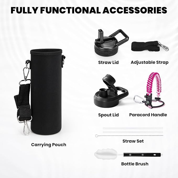 RAYMYLO Insulated Water Bottle 20 oz, Triple Wall Vacuum Stainless Steel (Cold for 24Hrs, Hot for 12Hrs), Leak Proof & Non-BPA, Modern Water Bottle Jug for School with Straw Spout Lids