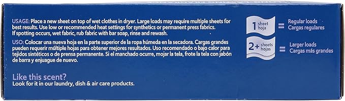 Clorox Fraganzia Fabric Softener Dryer Sheets Lavender with Eucalyptus Scent Wrinkle Reducing Anti-Static Softens Fabrics Fresh Smelling Clothes Linens 80 Count 6 Pack