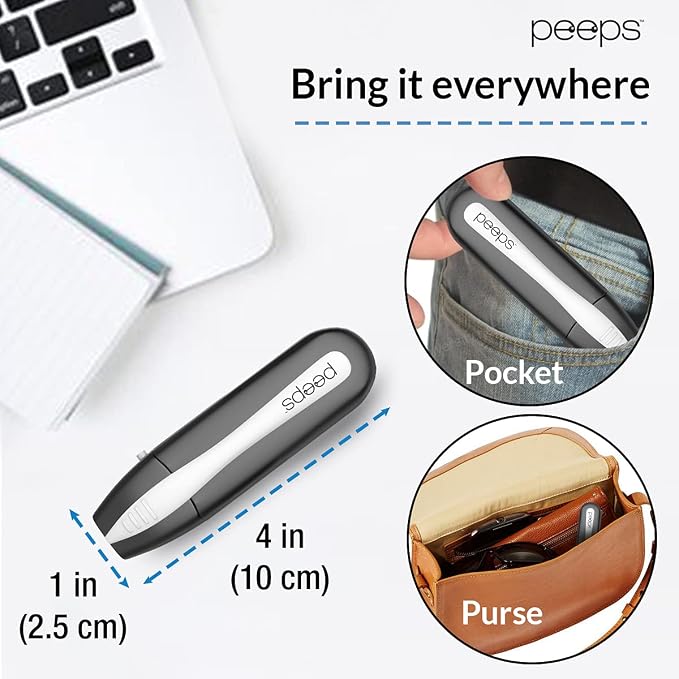 Peeps Glasses Cleaner - for Eyeglasses, Reading Glasses, and More - Lens Cleaner with Carbon Microfiber Tech-Injected Black-2 Count (Pack of 1)