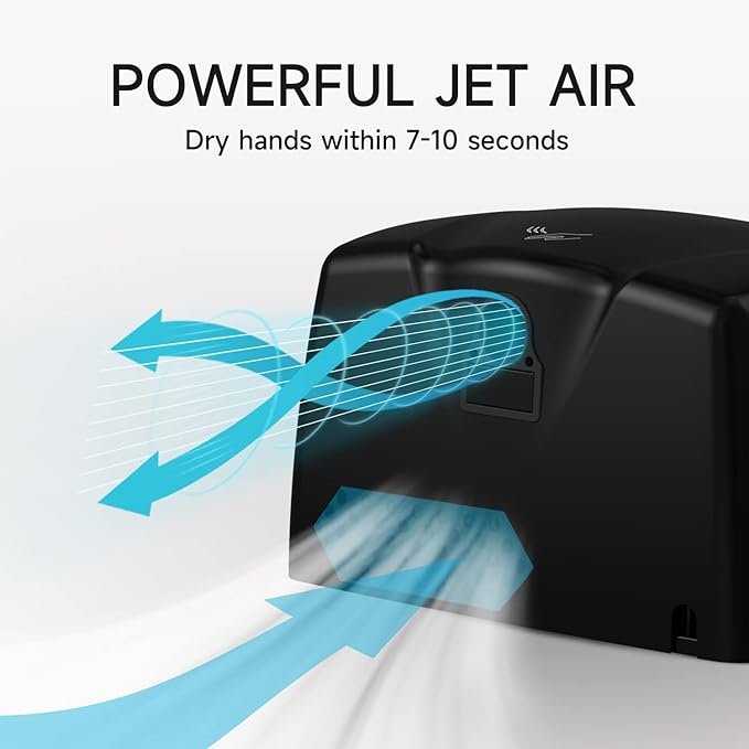 JETWELL High Speed Commercial Automatic Hand Dryer - Heavy Duty Stainless Steel Hand Dryer - Warm Wind Hand Blower