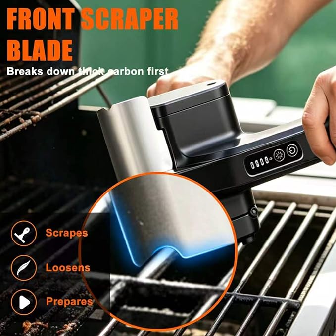 Electric Grill Brush Cleaner, High Torque BBQ Bristle-Free Cleaner – Rechargeable Cordless with LED Light, Splash Guard & Scraper, Heavy Duty Grill Cleaner Tool for Outdoor Grill, Gift for Men Dad