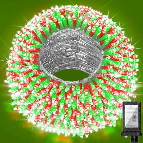 240ft Outdoor Christmas Lights, 750 LED Super Long String Lights 12 Modes & Timer Memory, Dimmable Outsite Waterproof Light Strings for Xmas Tree Garden Wedding Party Holiday Decorations Red & Green