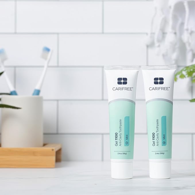 CariFree 1100 Fluoride Toothpaste, Nano Hydroxyapatite, Mint, 2.4 oz, 2 Pk | Anti-cavity pH neutralizing gel; enamel protection & remineralization; dentist recommended for kids & adults.