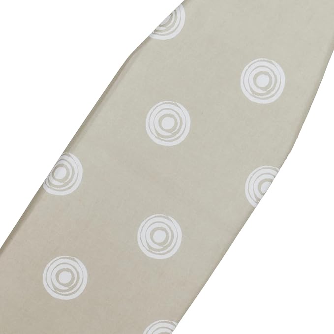 Foldable Steel Ironing Board 53”x14” Full-Size T-Leg Ironing Board, Adjustable Height Steel Frame, Thick Padded Cotton Cover, Beige