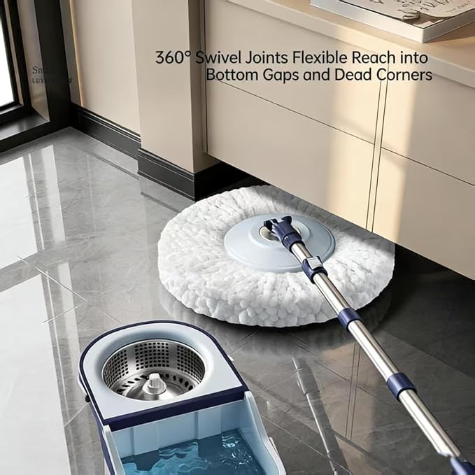 Spin Mop & Bucket System with 4 Washable Microfiber Mop Pads | 4 Washable Microfiber Mop Heads, Durable Replacement Pads for Hardwood, Tile & Multi-Surface Floor Cleaning