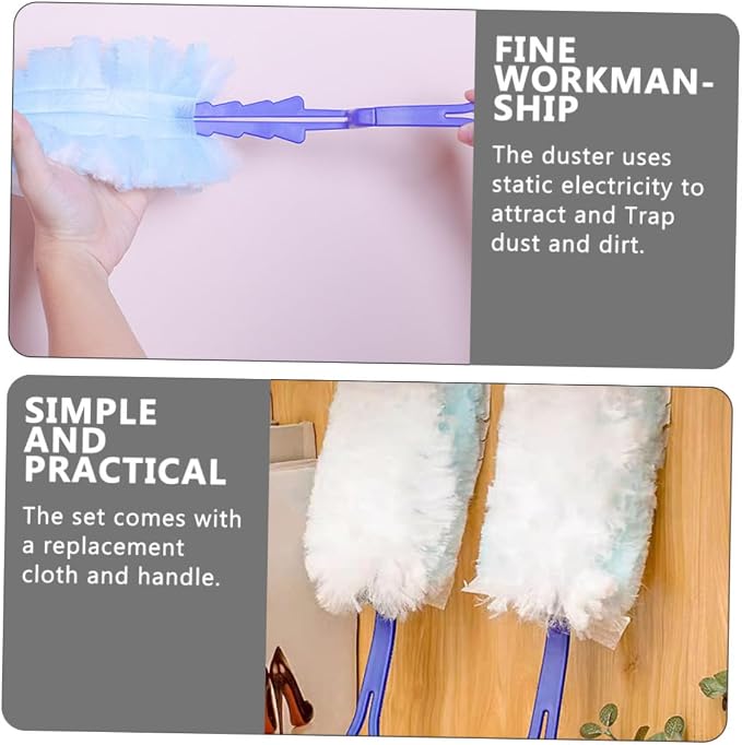 PRETYZOOM 3sets Reusable Duster Handle for Ceiling Fan Office Cleaning Tool Handheld Dust Remover for Home