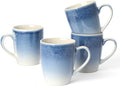 famiware Coffee Mugs Set, 13oz Mug Set of 4, Stoneware Cups for Latte, Hot Tea, Mocha, Cocoa, Cappuccino, Microwave and Dishwasher Safe, Glacier Series, Azure Blue