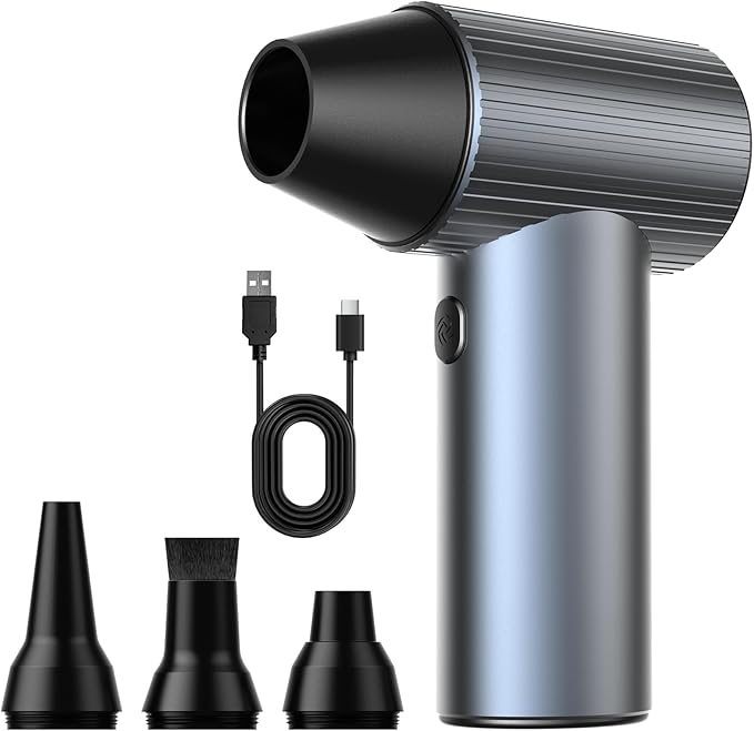 SwiftFlow X7 Compressed Air Duster, Ultra-Powerful Electric Air Duster, 3-Speed Adjustable Rechargeable Cordless Air Blower for Computer, Keyboard, Home, Outdoor and Car