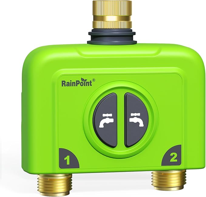 RAINPOINT WiFi Water Timer for Garden Hose, 2 Zone WiFi Sprinkler Controller, Smart Hose Timer Valve, Automatic Drip Irrigation System/Rain Delay for Garden/Yard (Brass Inlet & Outlet, No Gateway)