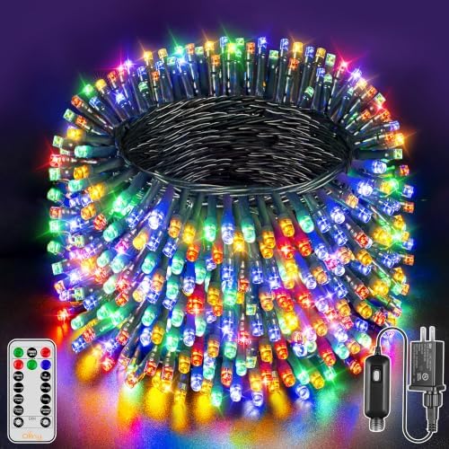 Ollny Christmas Lights, 1000LED 328FT Long Christmas Tree Lights with 8 Modes Remote Timer IP44 Waterproof, Outdoor Christmas Lights for Tree House Yard Outside Xmas Decorations Multicolor