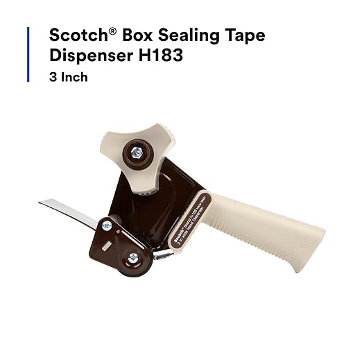 3M Scotch H183 Industrial Packing Tape Dispenser for 3" Tape - Lightweight and Portable for Commercial Packaging, Shipping, Moving, Carton and Box Sealing