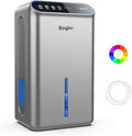 Dehumidifier for Home up to 1000 sq.ft, 98oz Small Quiet Dehumidifier with Drain Hose, 3 Timer Modes, Auto Shut Off, Aromatherapy & 7 Color Light for Bedroom, Bathroom, Basement (Space Gray)