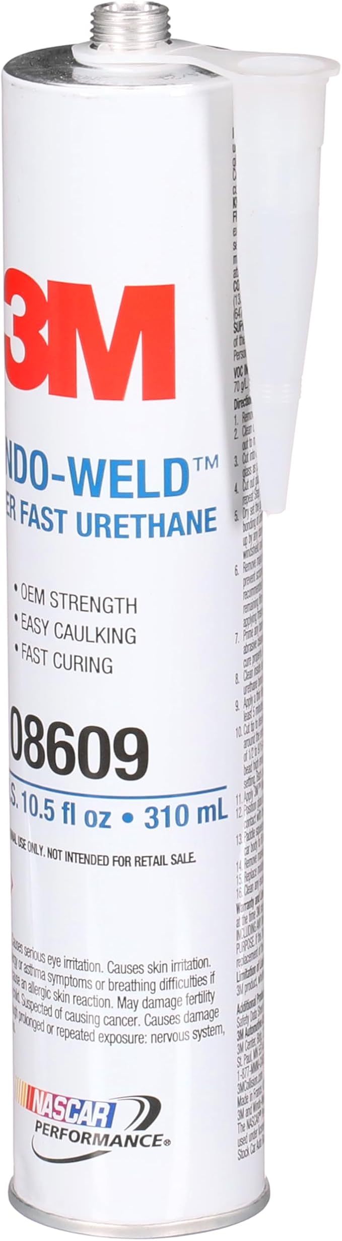 3M Window-Weld Urethane Windshield Adhesive, 08609, 10.5 fl oz Cartridge, Black | High-Strength Fast-Curing One-Part Auto Glass Sealant
